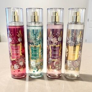 Bath & Body Works Fragrance Mist 4pc Moonlit Goddess Strawberry Snowflakes